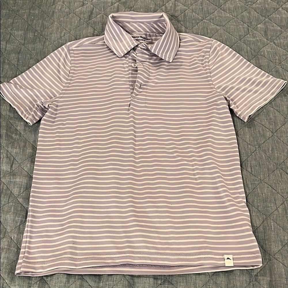 Tommy Bahama Purple Polo Shirt with Classic Stripes